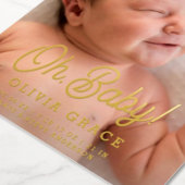 Oh Baby! Schriftzug Goldfolie Foto Geburtsanzeige Folieneinladung