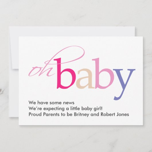 Oh, Baby! Schwangerschaftsankündigung Ankündigung (Vorderseite)