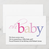 Oh, Baby! Schwangerschaftsankündigung Ankündigung (Vorne/Hinten)