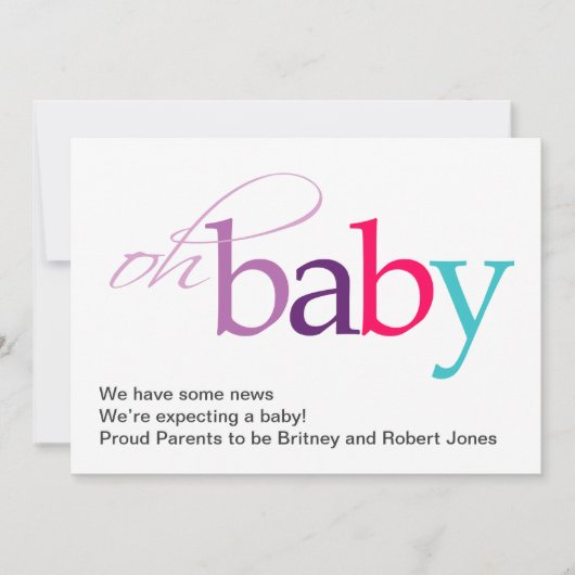 Oh, Baby! Schwangerschaftsankündigung Ankündigung (Vorderseite)