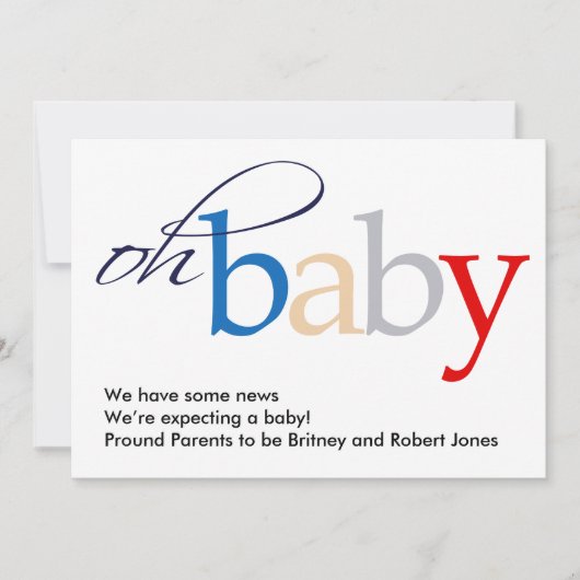 Oh, Baby! Schwangerschaftsankündigung Ankündigung (Vorderseite)