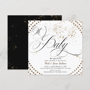 Oh Baby Schwarz Bronze Modern Koed Baby-Party Einladung