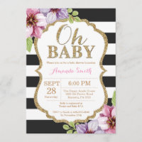Oh Baby-Schwarzes und GoldBabyparty-Einladung