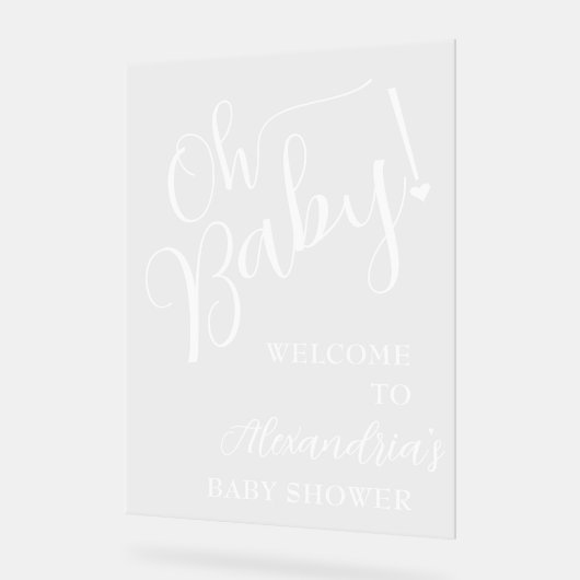Oh, Baby! Script Baby Dusche Willkommen Acrylschild (Winkel)