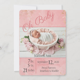 Oh Baby Script Baby Girl Eleganalize Birth Ankündigung