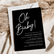 Oh Baby Script Black Minimalistisch Baby Dusche