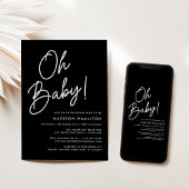 Oh Baby Script Black Minimalistisch Baby Dusche Einladung