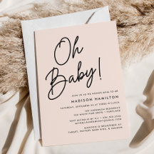 Oh, Baby Script Blush Minimalistisch Baby Dusche