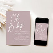 Oh Baby Script Dusty Lila Minimalistische Babydusc Einladung