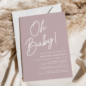 Oh Baby Script Dusty Lila Minimalistische Babydusc Einladung
