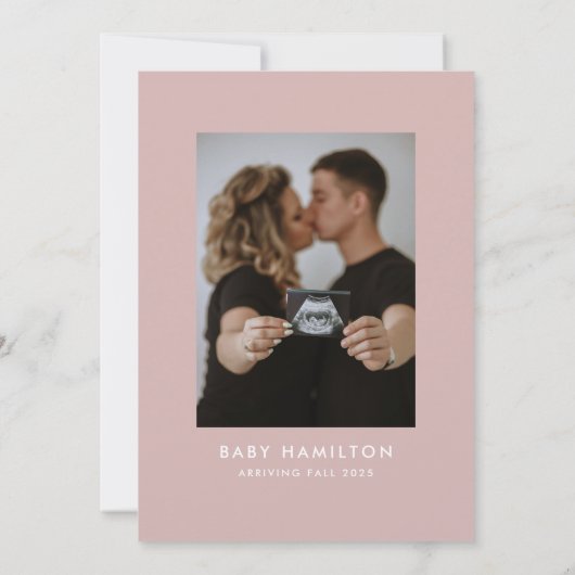 Oh Baby Script Dusty Rose Foto Babydusche Einladung (Rückseite)