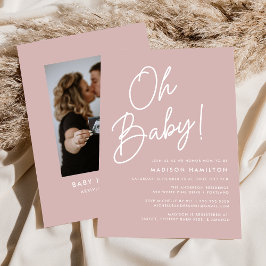 Oh Baby Script Dusty Rose Foto Babydusche Einladung