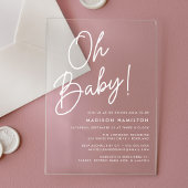 Oh Baby Script Minimalistisch Baby Dusche Acryleinladungen
