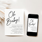 Oh Baby Script Minimalistisch Baby Dusche Einladung