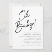 Oh Baby Script Minimalistisch Foto Babydusche Einladung (Vorderseite)