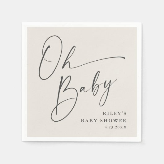 Oh Baby Script moderne Gender Neutral Baby Dusche Serviette (Vorderseite)