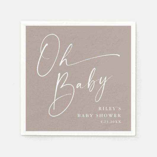Oh Baby Script moderne neutrale Babydusche Serviette (Vorderseite)