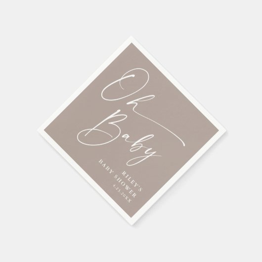 Oh Baby Script moderne neutrale Babydusche Serviette (Ecke)