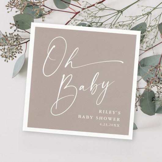 Oh Baby Script moderne neutrale Babydusche Serviette