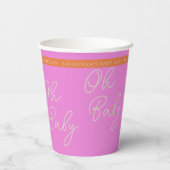 Oh Baby Script Pink und Orange Personalisiert Pappbecher (Rückseite)