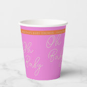 Oh Baby Script Pink und Orange Personalisiert Pappbecher (Vorderseite)