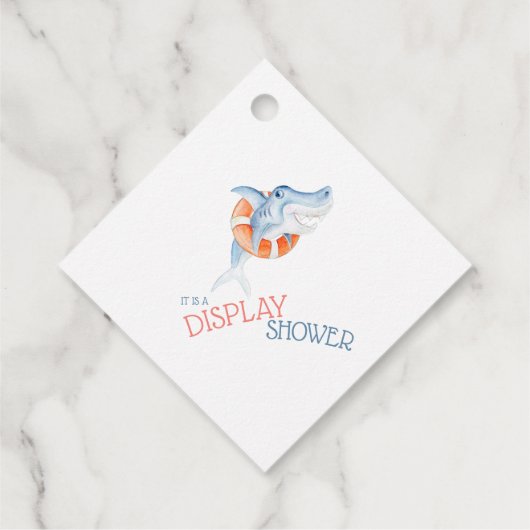 Oh Baby Shark Wasserfarbe Babydusche Geschenkanhänger (Rückseite)