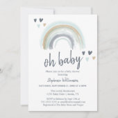 Oh Baby Shower Blue Boho Rainbow Einladung (Vorderseite)