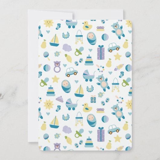 Oh Baby Shower Blue Einladung (Rückseite)