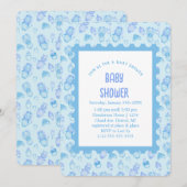 Oh Baby Shower Blue Einladung (Vorne/Hinten)