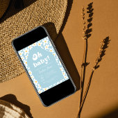 Oh Baby Shower | Blue Retro Daisy 70er Einladung