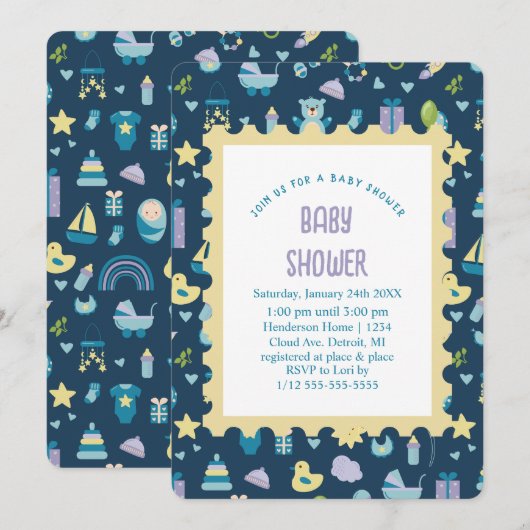 Oh Baby Shower Einladung (Vorne/Hinten)