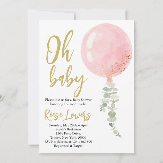 Oh Baby Shower Einladung (Vorderseite)