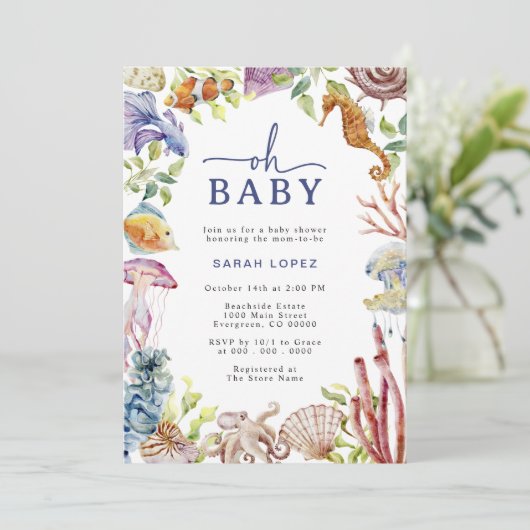 Oh Baby Shower Einladung (Stehend Vorderseite)