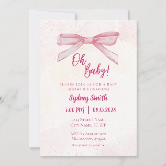 Oh Baby Shower Einladung (Vorderseite)