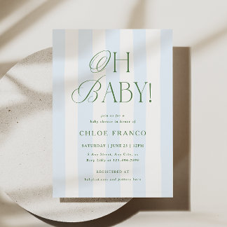 Oh Baby Shower Einladung Klassische Vornehme Strei