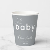Oh Baby Shower Gray Pappbecher (Rückseite)