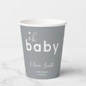 Oh Baby Shower Gray Pappbecher (Vorderseite)
