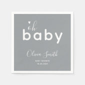 Oh Baby Shower Gray Serviette (Vorderseite)