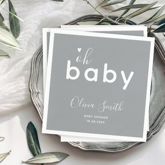 Oh Baby Shower Gray Serviette