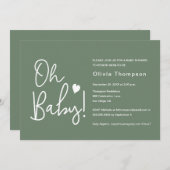 Oh Baby Shower Green Gender neutral Einladung (Vorne/Hinten)