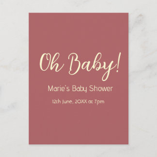 oh Baby Shower Name Datum Maron einfach minimal tr Postkarte