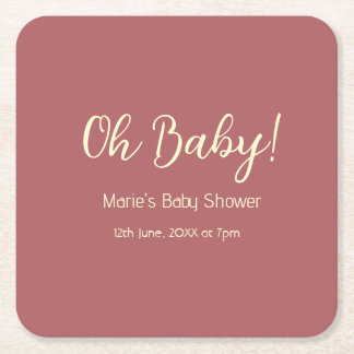 oh Baby Shower Name Datum Maron einfach minimal tr Rechteckiger Pappuntersetzer