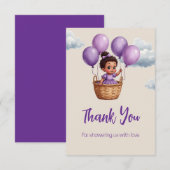 Oh Baby Shower Purple Dankeskarte (Vorne/Hinten)