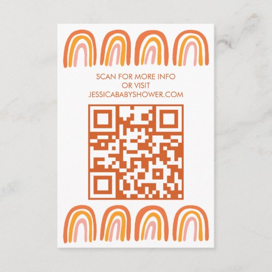 OH BABY SHOWER Rainbow CUSTOM QR CODE Begleitkarte (Vorderseite)
