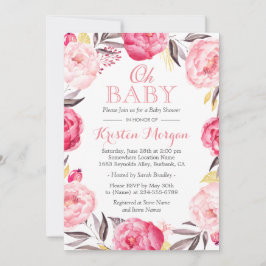 Oh Baby Shower Romantischer Botanischer Blumenstra Einladung