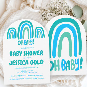 OH BABY SHOWER Sweet Blue Rainbow CUSTOM Arch Einladung