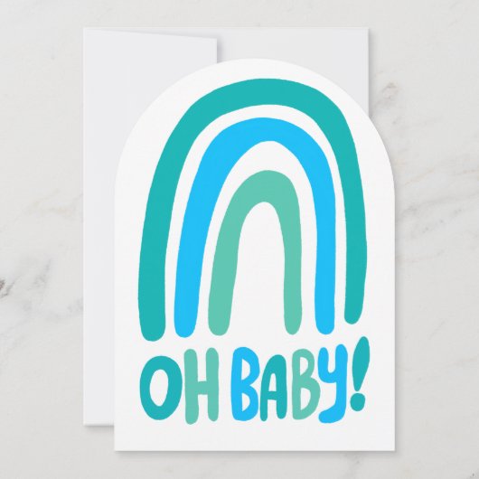 OH BABY SHOWER Sweet Blue Rainbow CUSTOM Arch Einladung (Rückseite)