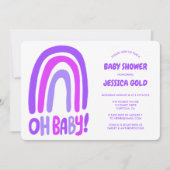 OH BABY SHOWER Sweet Lila Rainbow CUSTOM Einladung (Vorderseite)