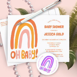 OH BABY SHOWER Sweet Orange Rainbow CUSTOM Einladungspostkarte