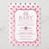 Oh Baby Shower Trendy Pink Glitzer Polka Dots Einladung (Vorne/Hinten)